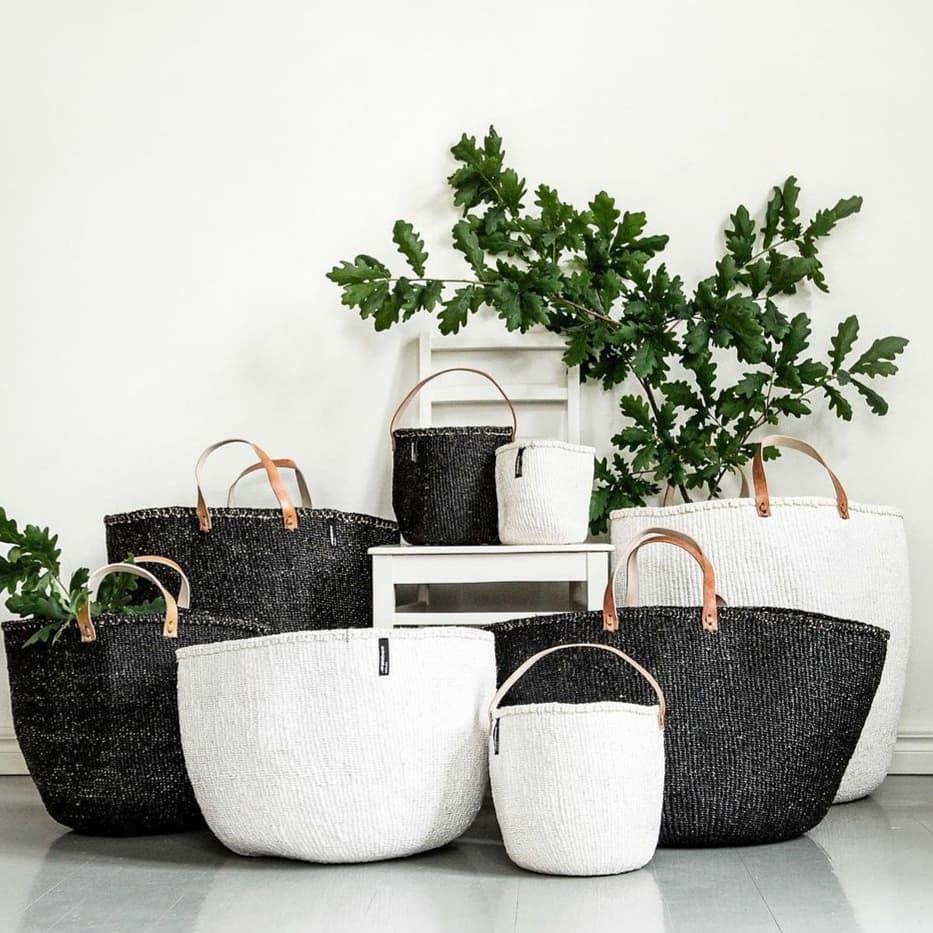 Floor Basket | White With Handles XL