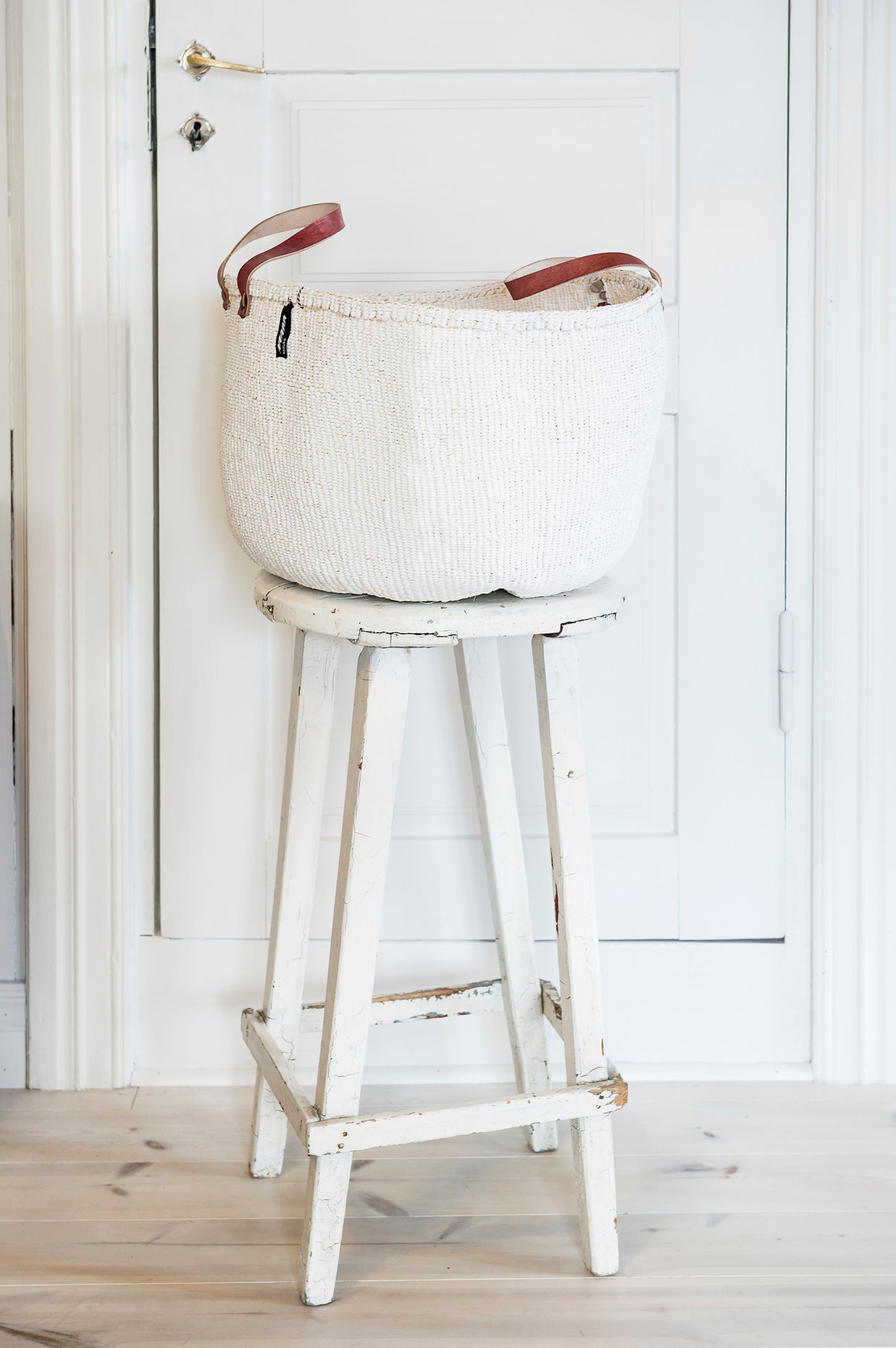 Floor basket/ White with handles XXL