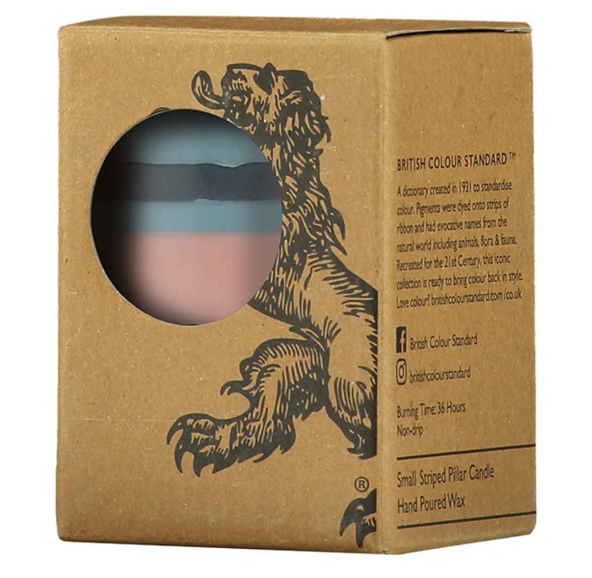 Small Stripped Candle, Old Rose, Indigo & Pompadour