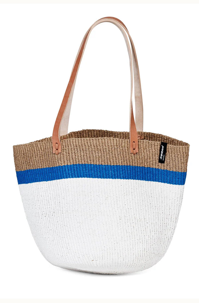 Shopper basket/ white with blue stripe
