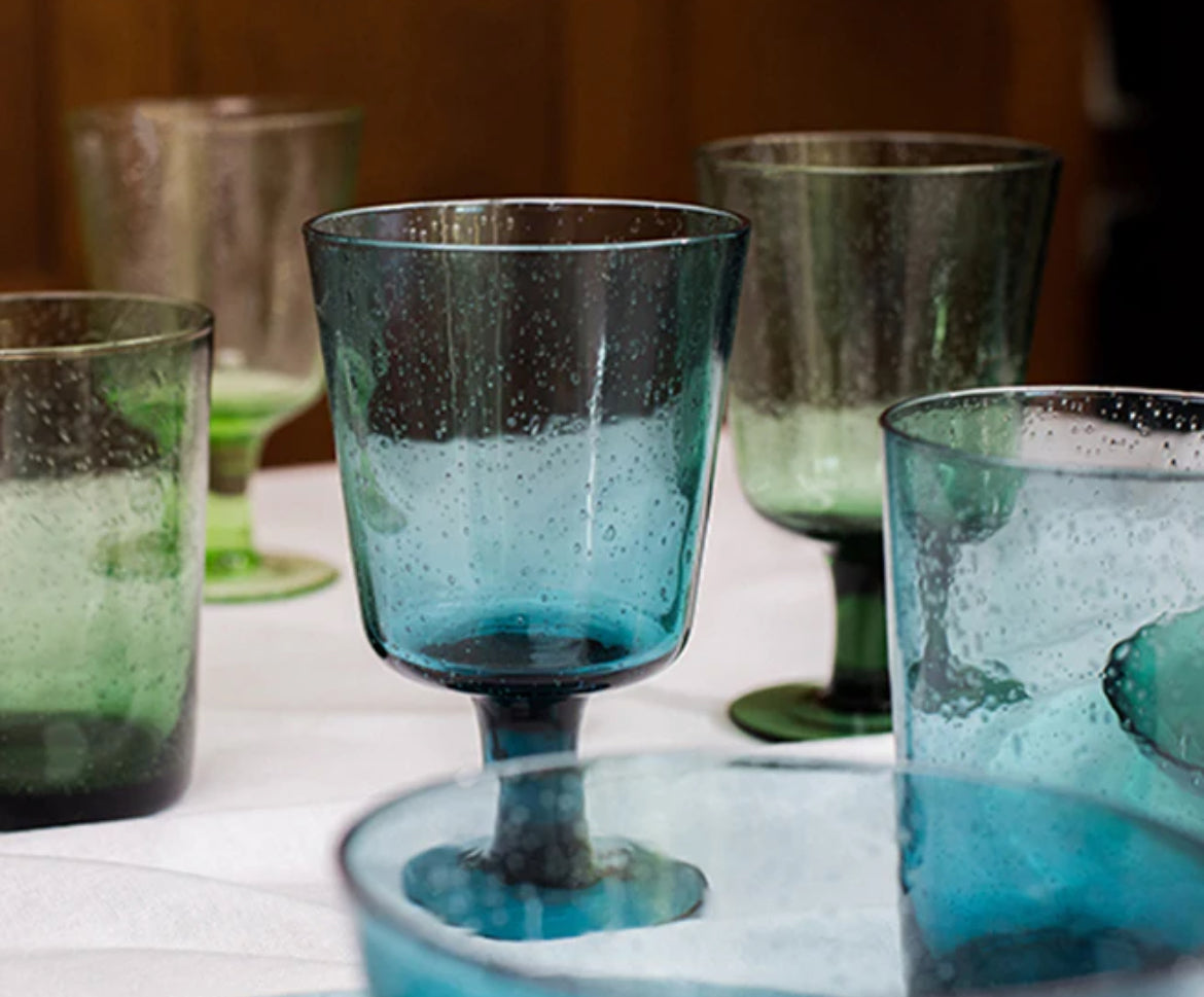 Mineral Blue Handmade Glass Tumbler, pax 6