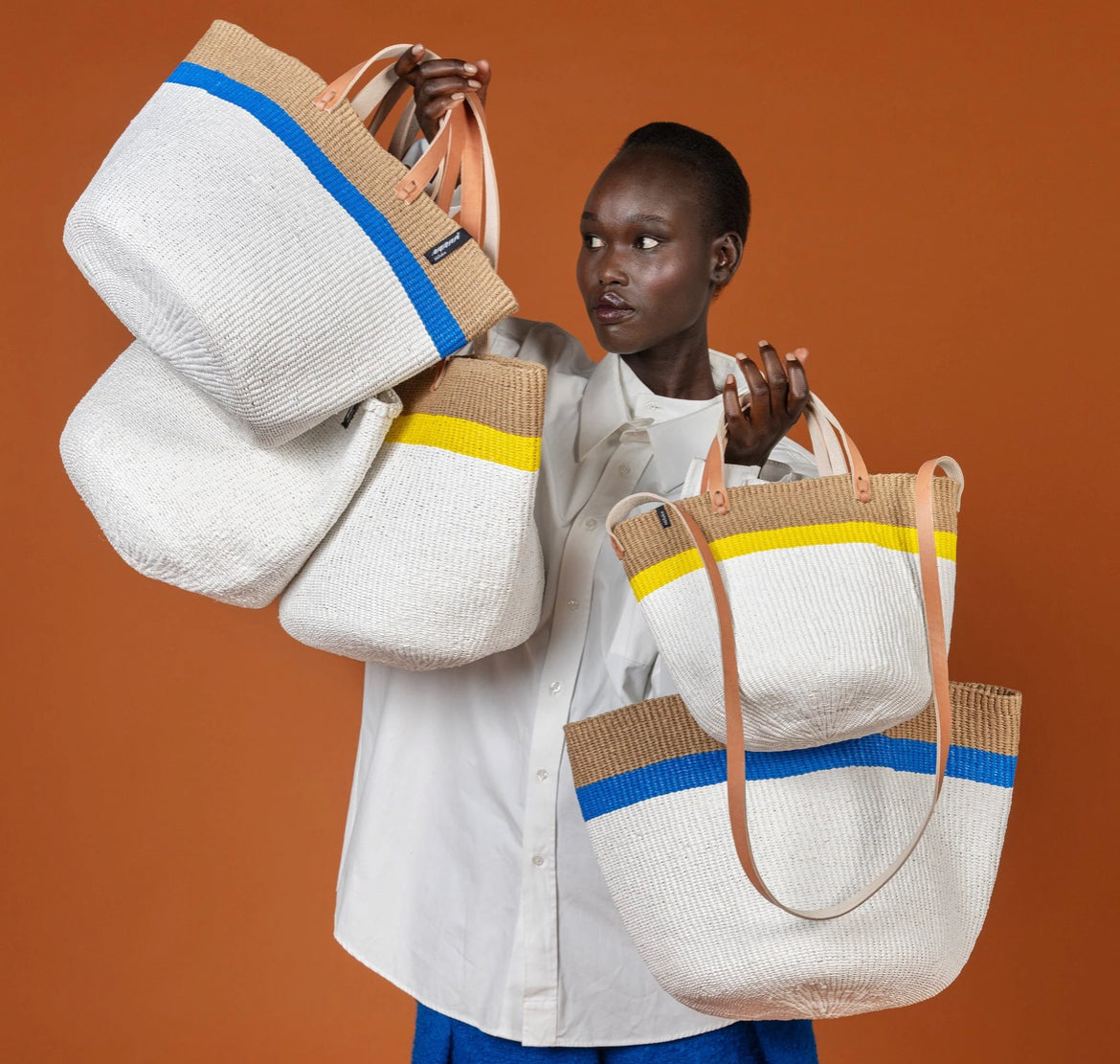 Shopper basket yellow stripe S