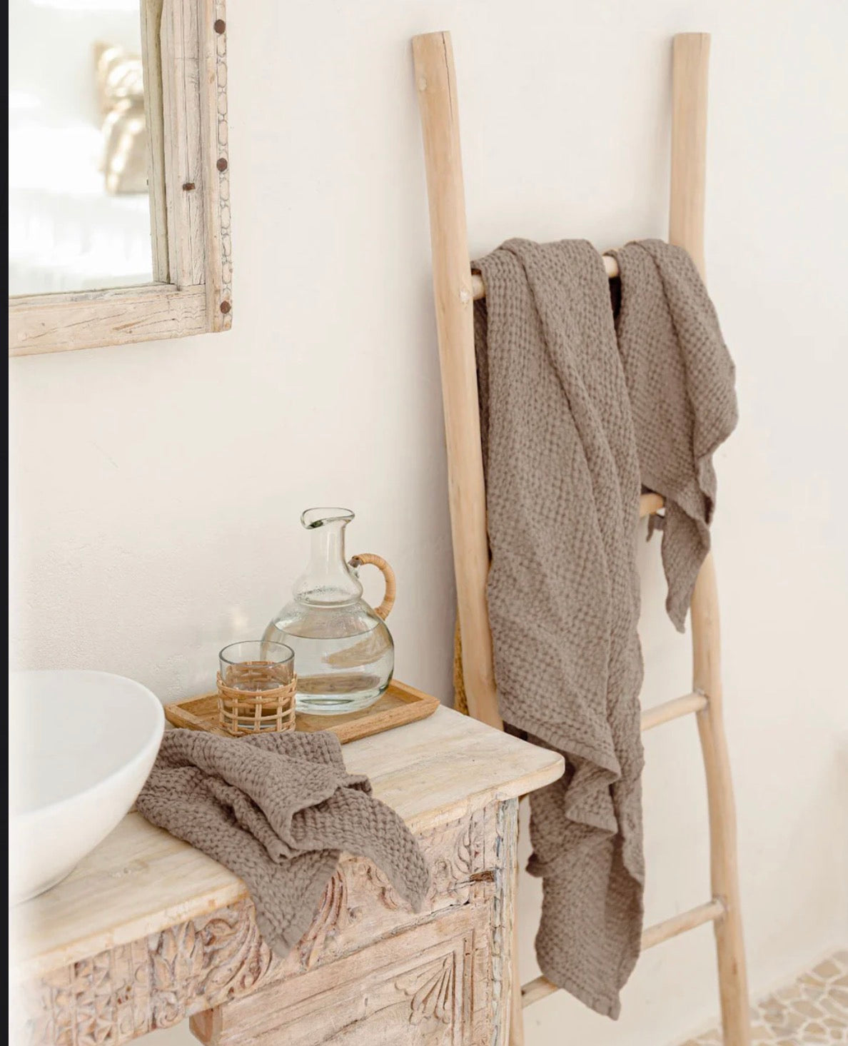 Mocha Linen Waffle Towel Set