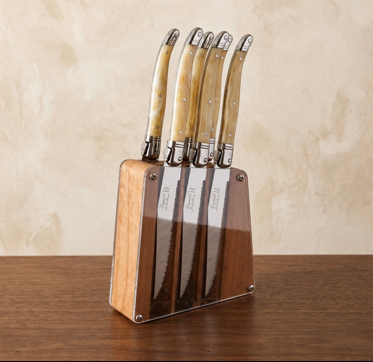 Laguiolle 6 piece steak knife in wood block
