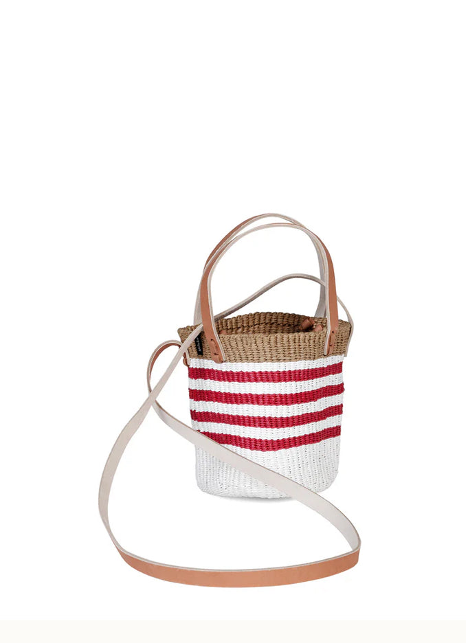 Shopper basket thin stripe red XS
