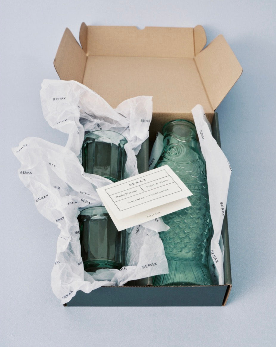 Set caraffe and 2 glasses blue