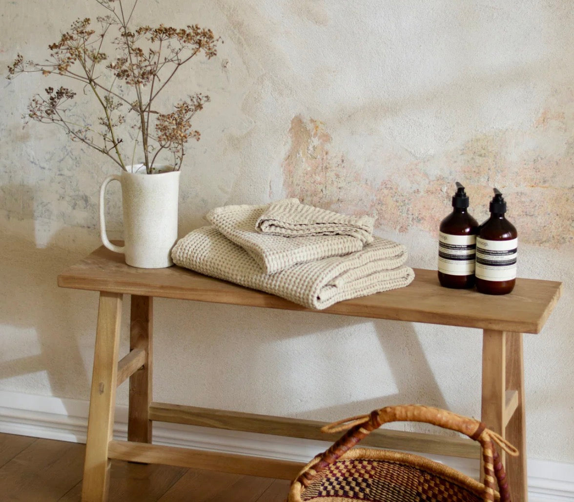 Vanilla Linen Waffle Towel Set