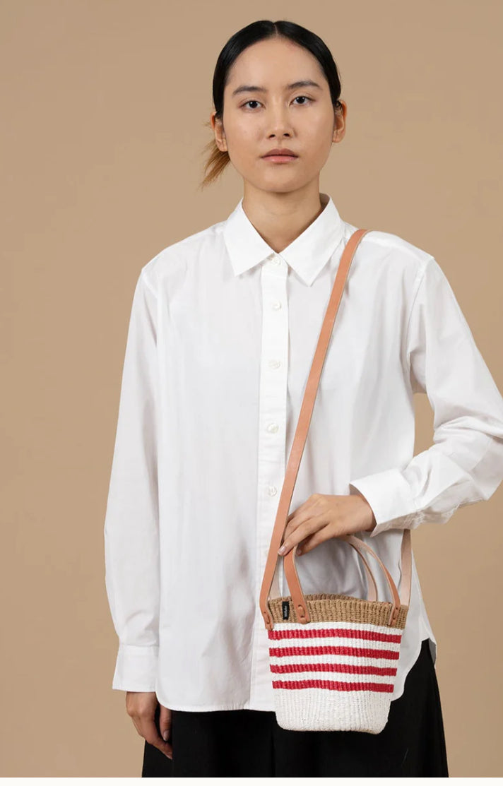 Shopper basket thin stripe red XS