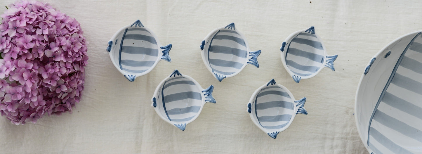 Line Marina Fish Condiment Bowl | Sriped