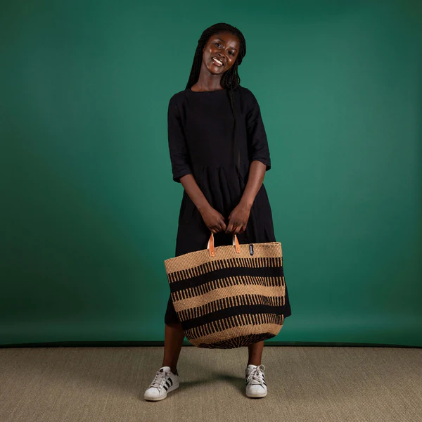 Basket| Black rib weave L