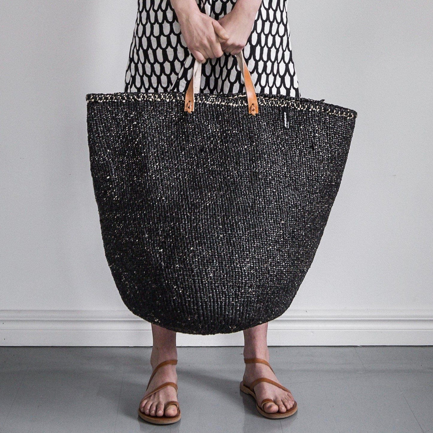Floor Basket | Black With Handles XL