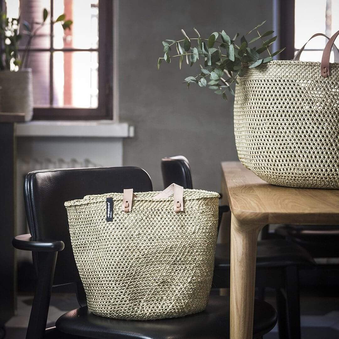 Floor basket with handles/Natural open weave XXL