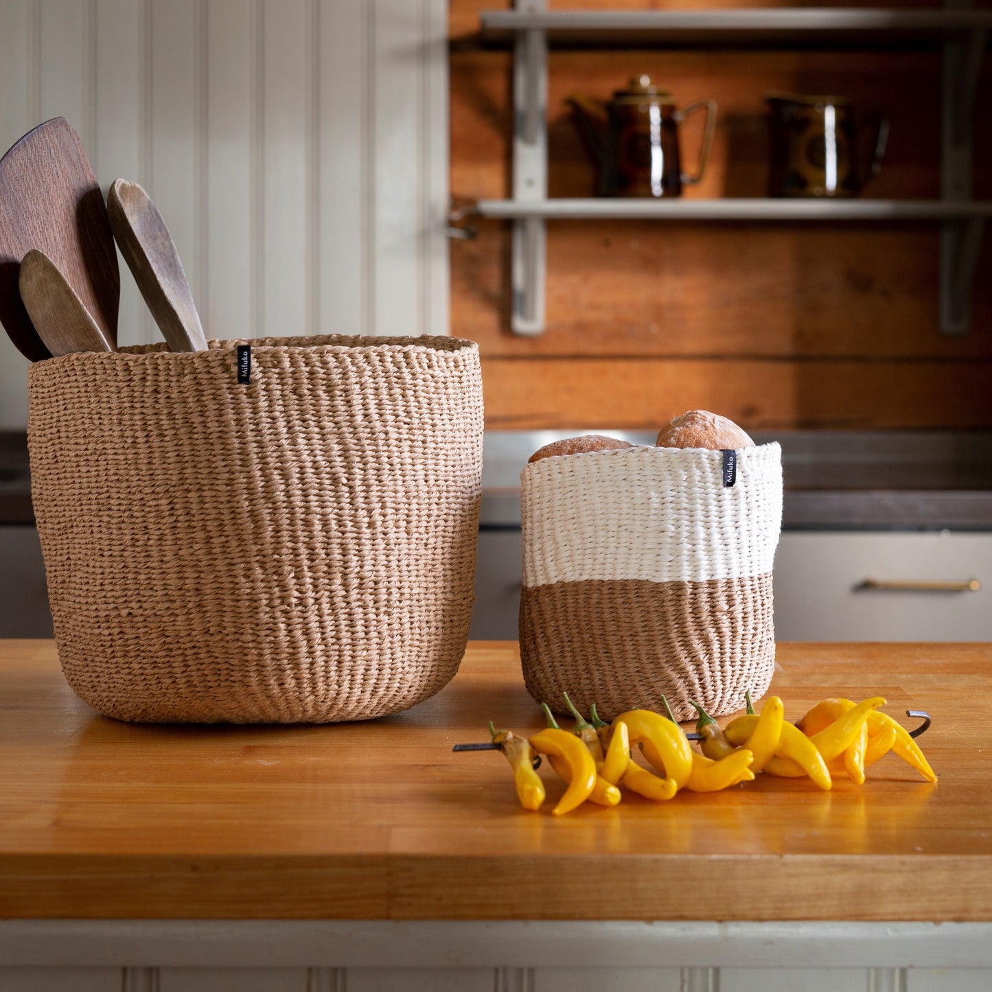 Basket | Half White Half Light Brown XS