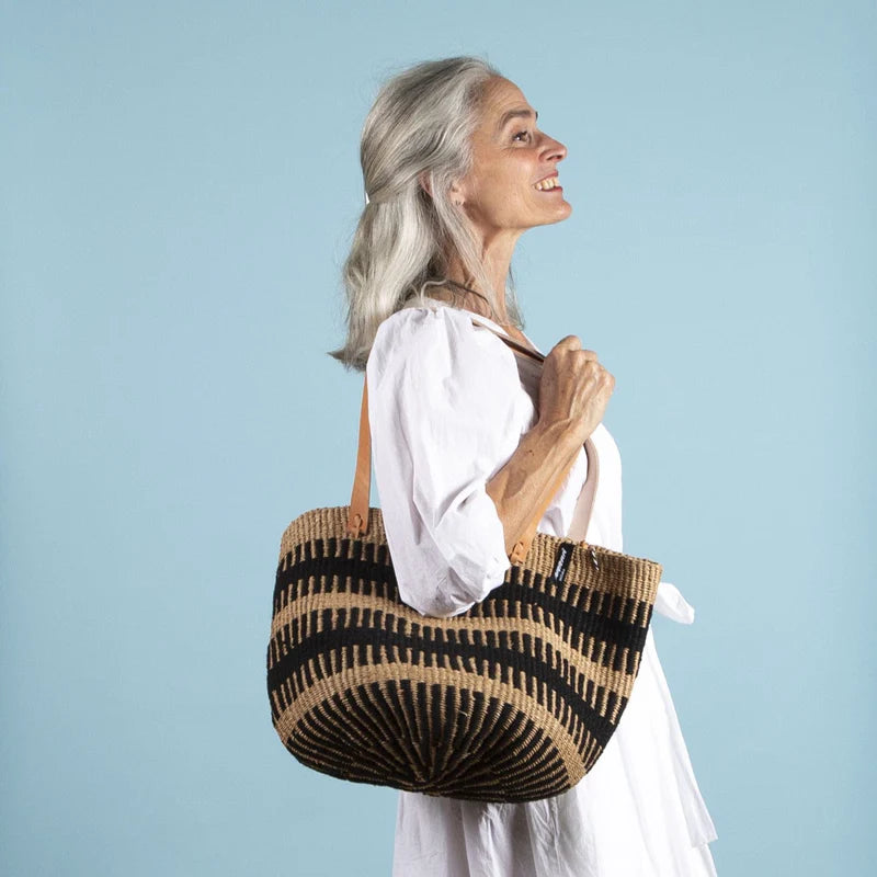 Shopper Basket/Black rib weave