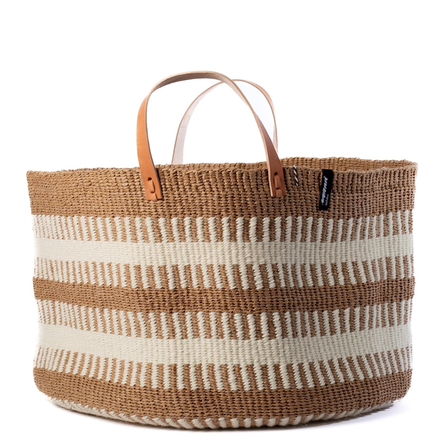 Floor Basket/White Rib Weave with handles XXL