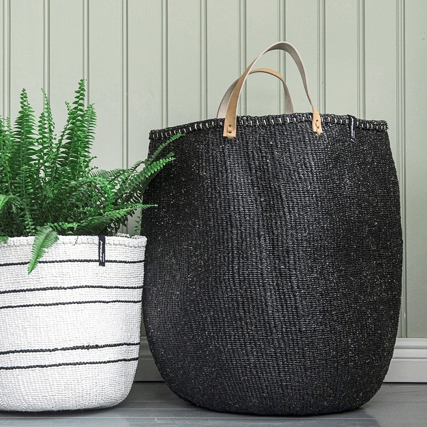 Floor Basket | Black With Handles XL