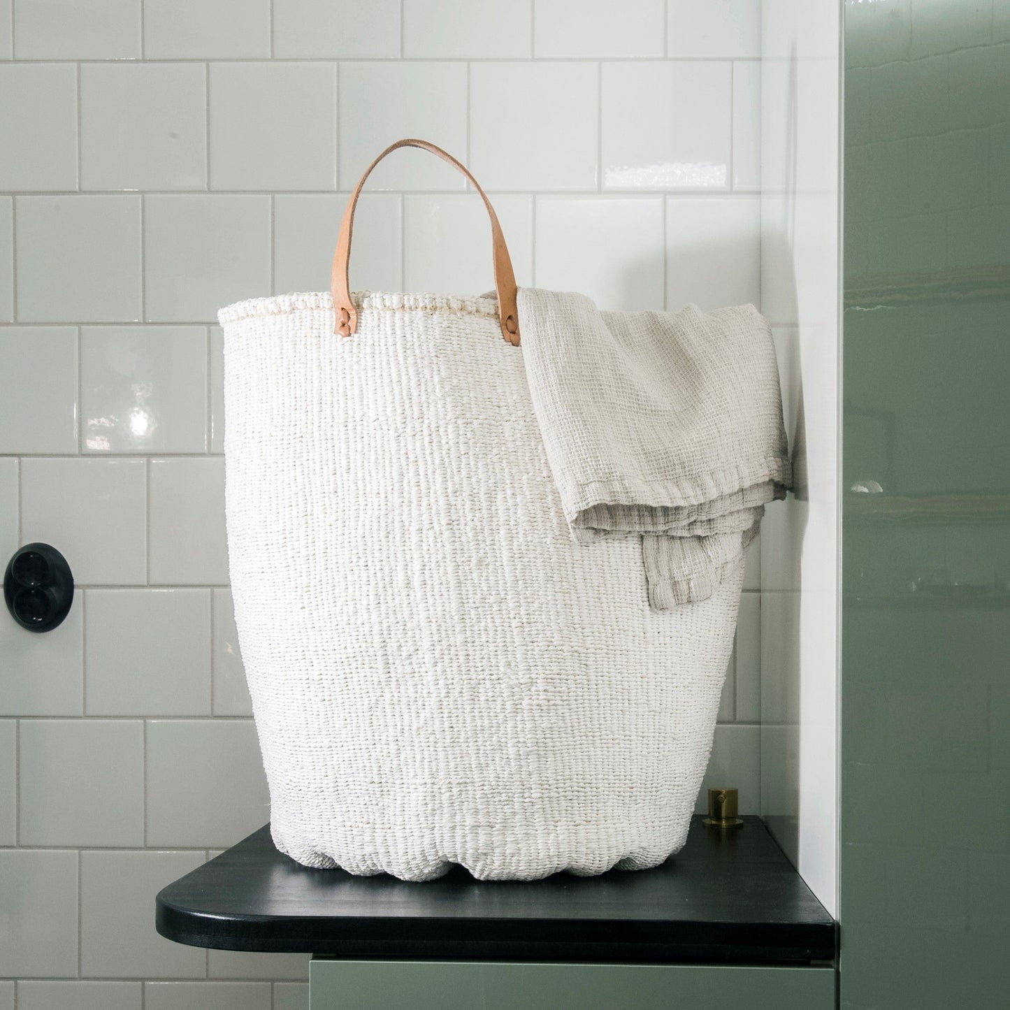 Floor Basket | White With Handles XL