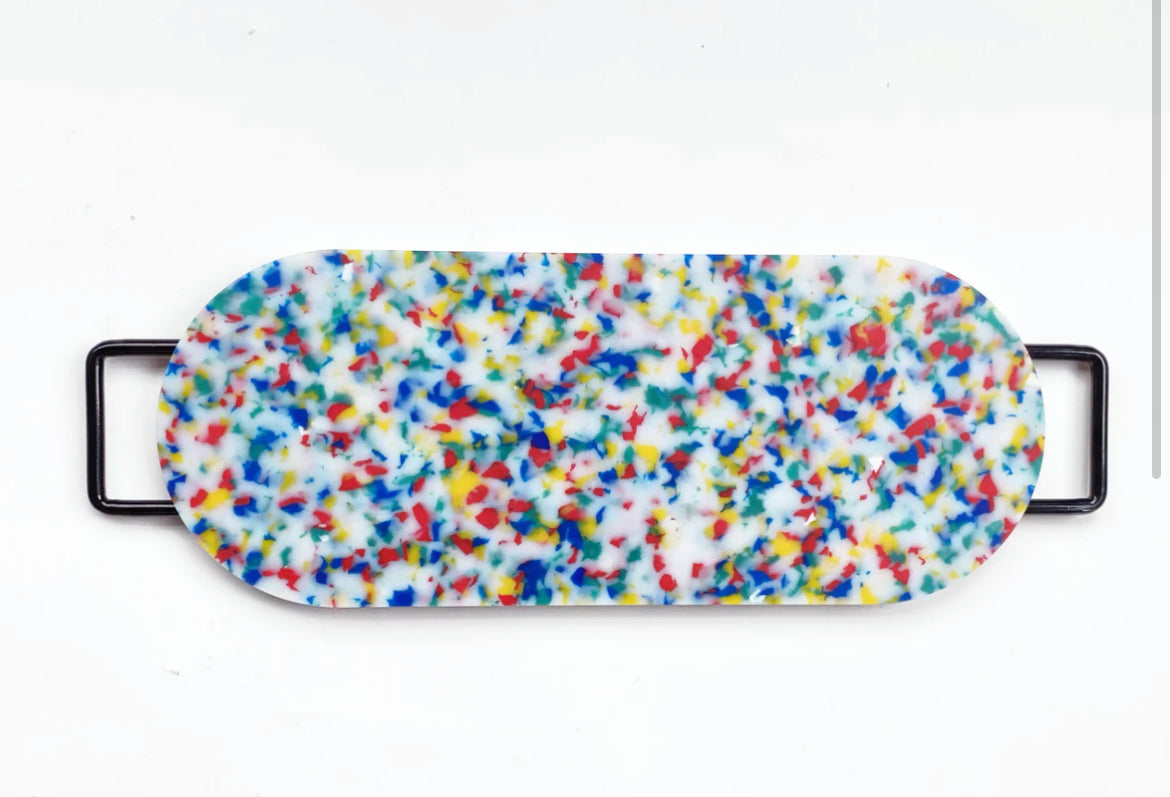 Oval multi confetti cutting board