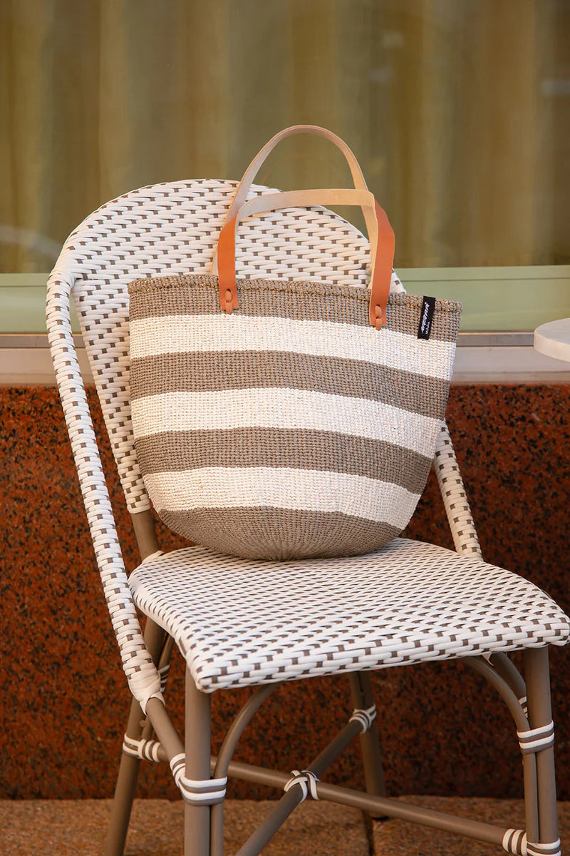 Shopper basket/ warm grey stripes