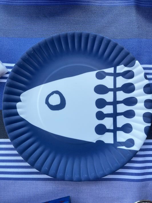 Dinner melamine plate head of fish