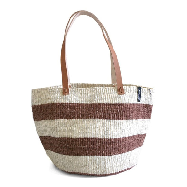 Shopper Basket | Thick Brown and White Stripes