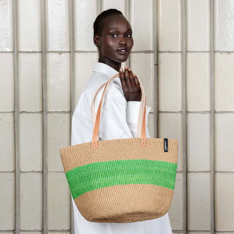 Shopper basket/ thick green stripe