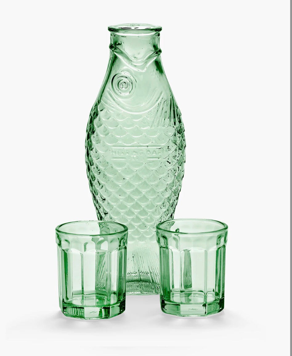 Set caraffe with 2 glasses green