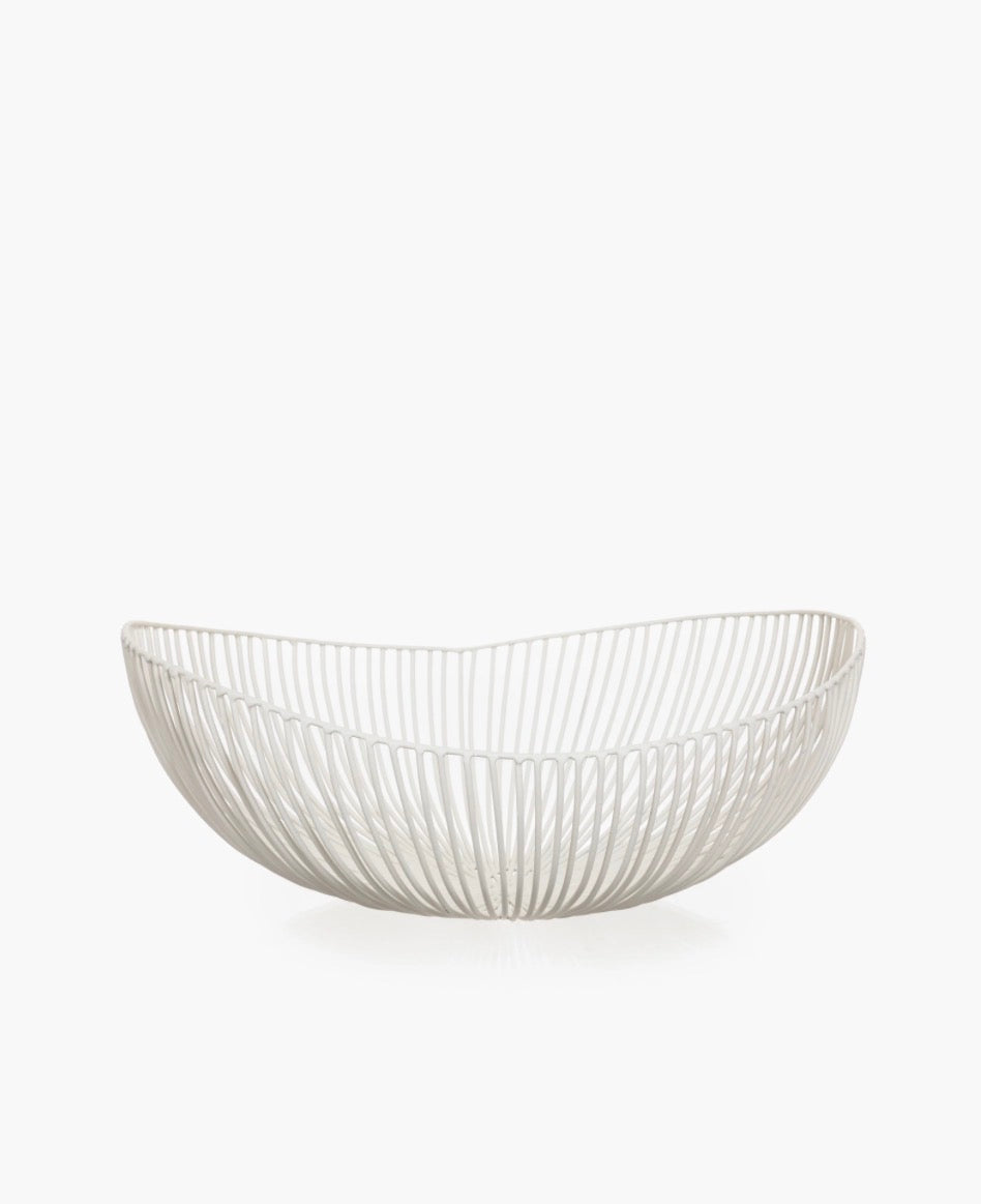Iron basket oval white