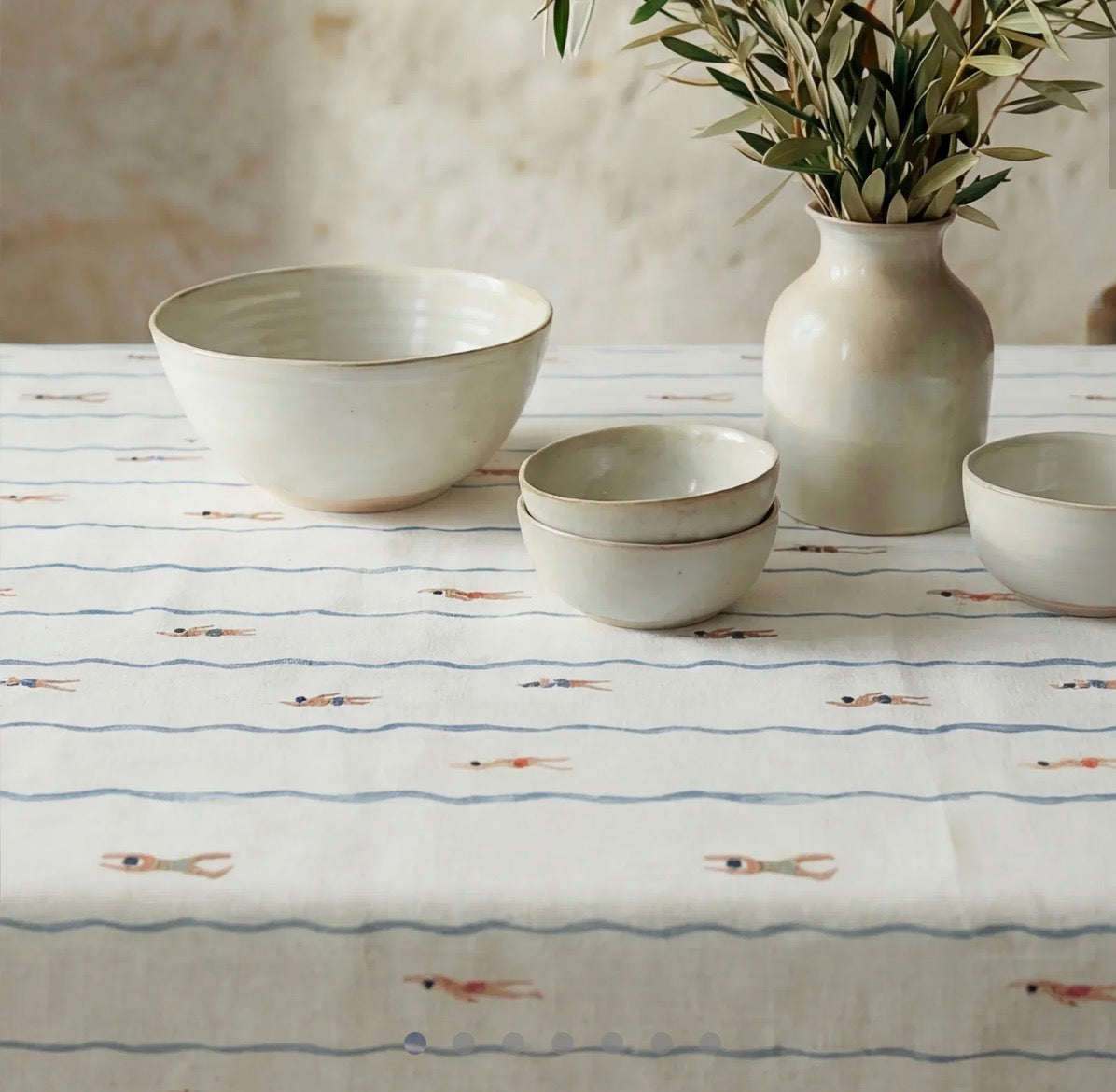 Coated swimmer tablecloth