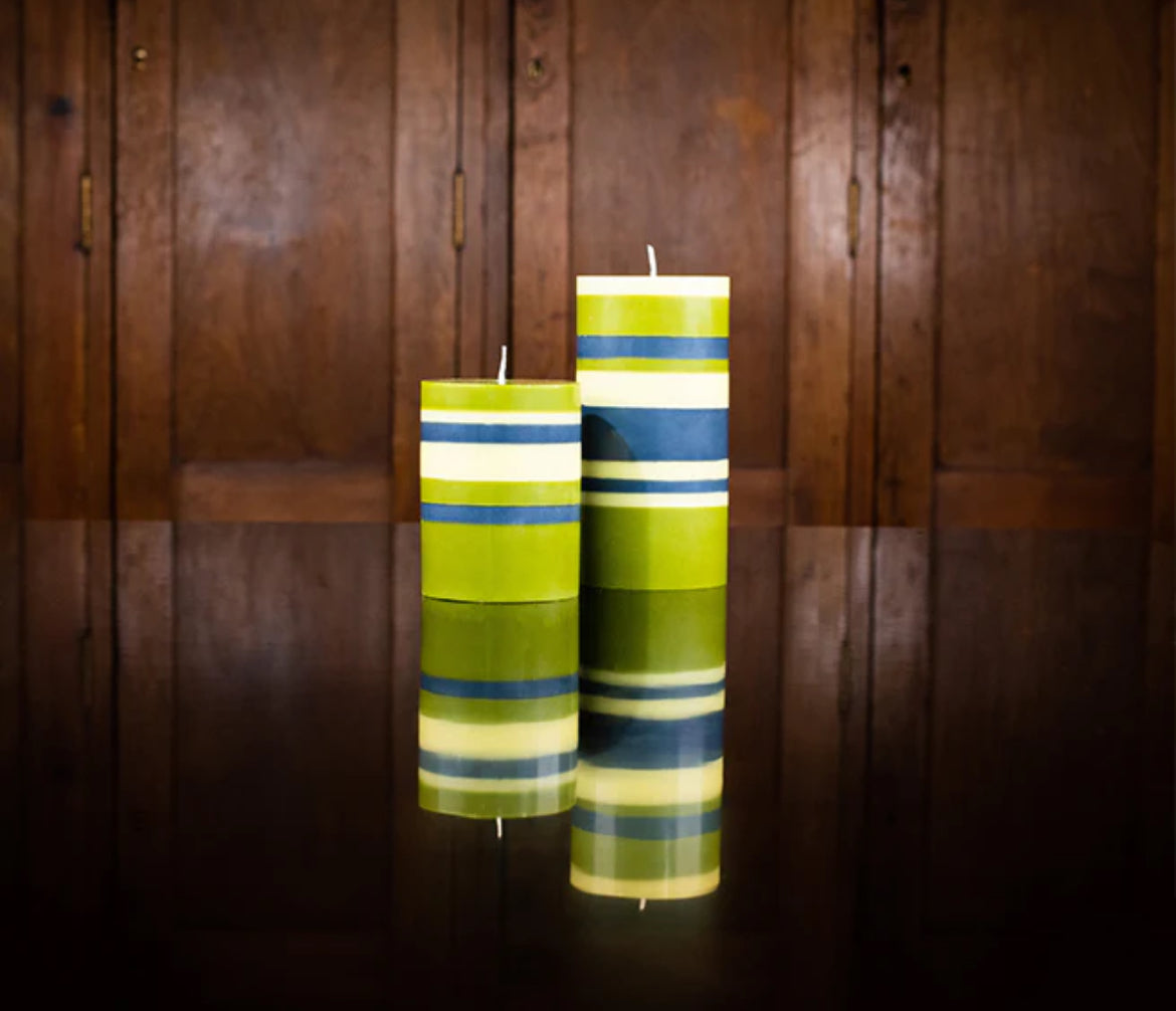 Tall Olive, Indigo and Jasmine Eco Pillar Candle