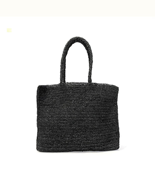 Square tote bag crocheted black M