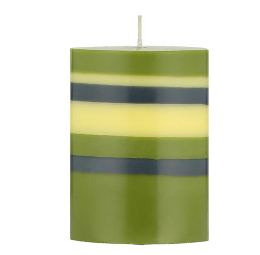 Small Olive, Indigo and Jasmine Eco Pillar Candle