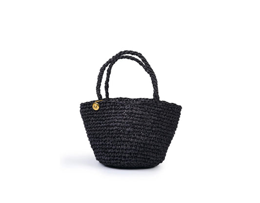 Crocheted black basket xxs