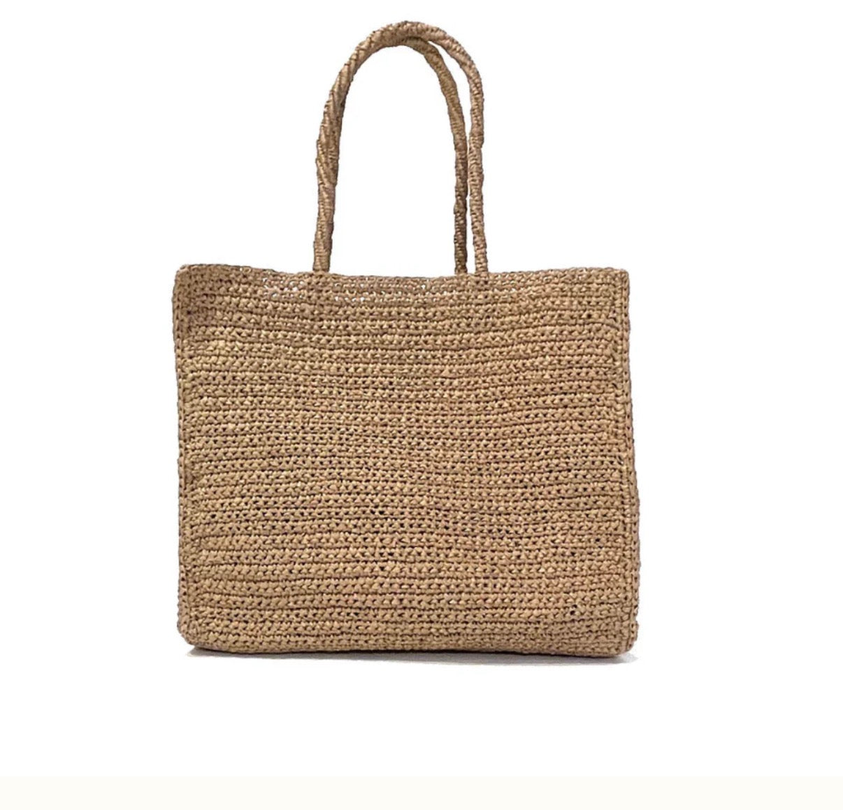 Square tote bag crocheted brown M