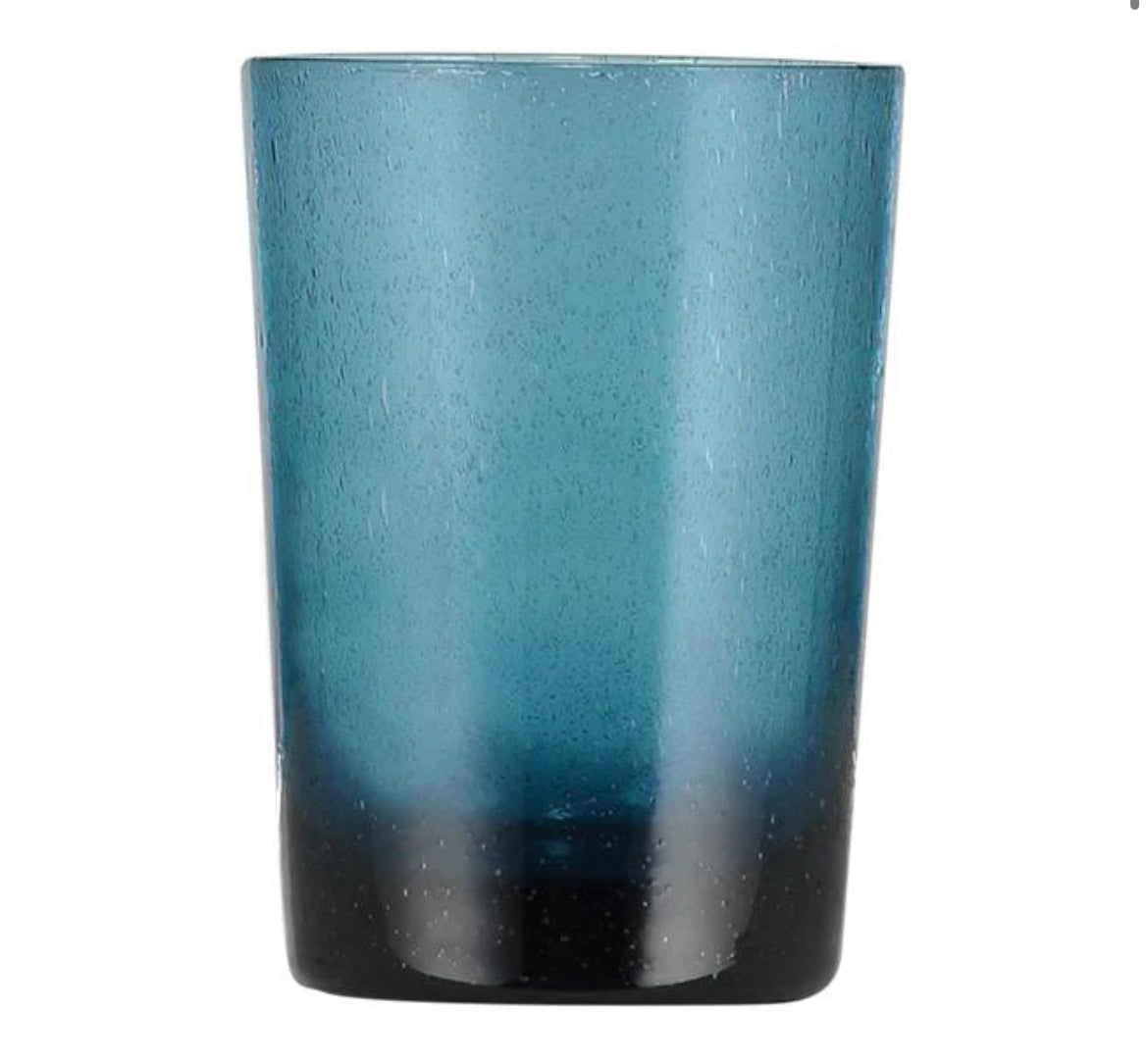 Mineral Blue Handmade Glass Tumbler, pax 6