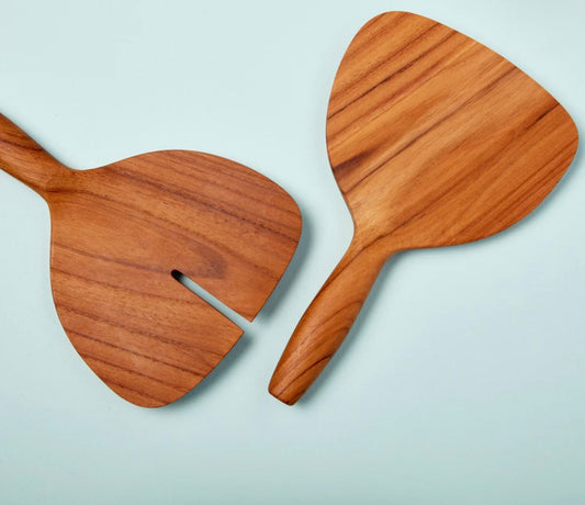 Teak wide serving set