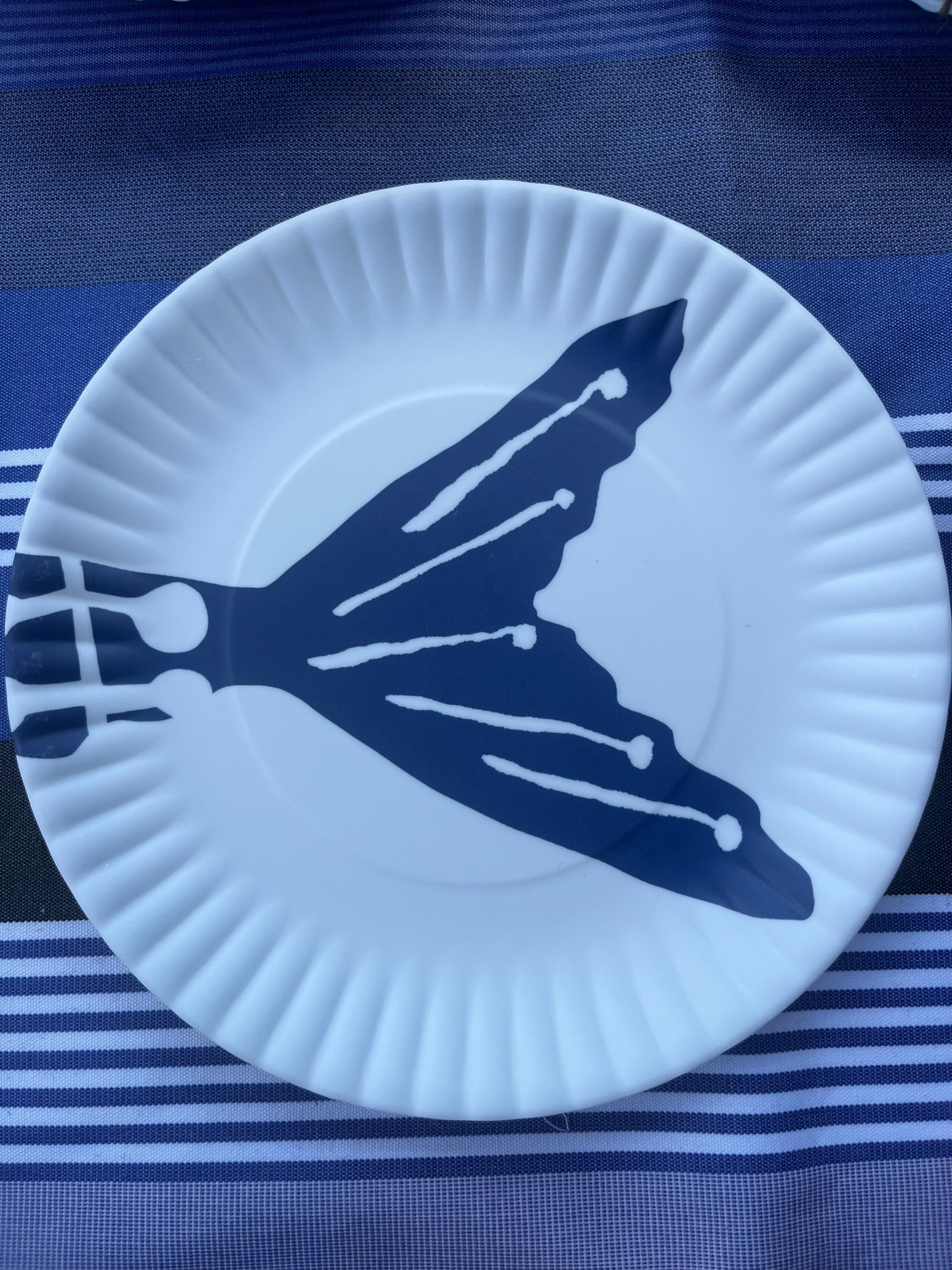Dinner melamine plate head of fish
