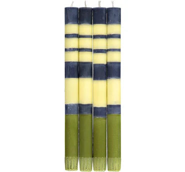 Stripped Eco Dinner Candles olive and indigo