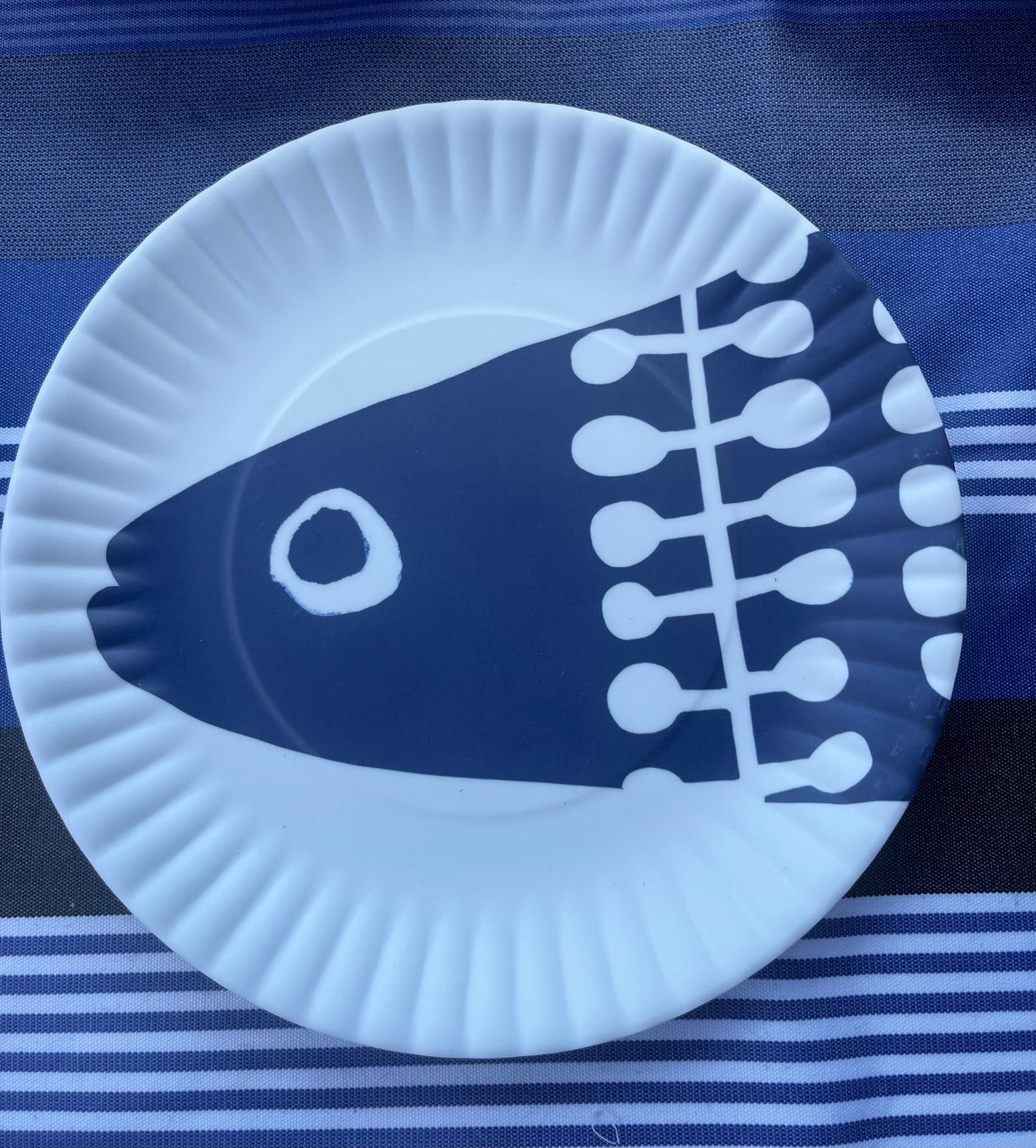 Dinner melamine plate head of fish