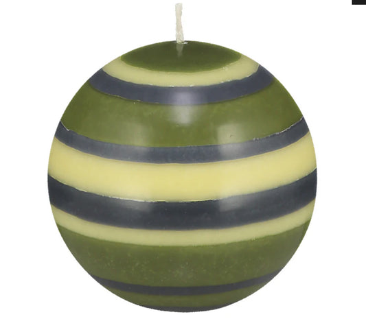 Large stripped Ball candle, Olive, Indigo &Jasmine