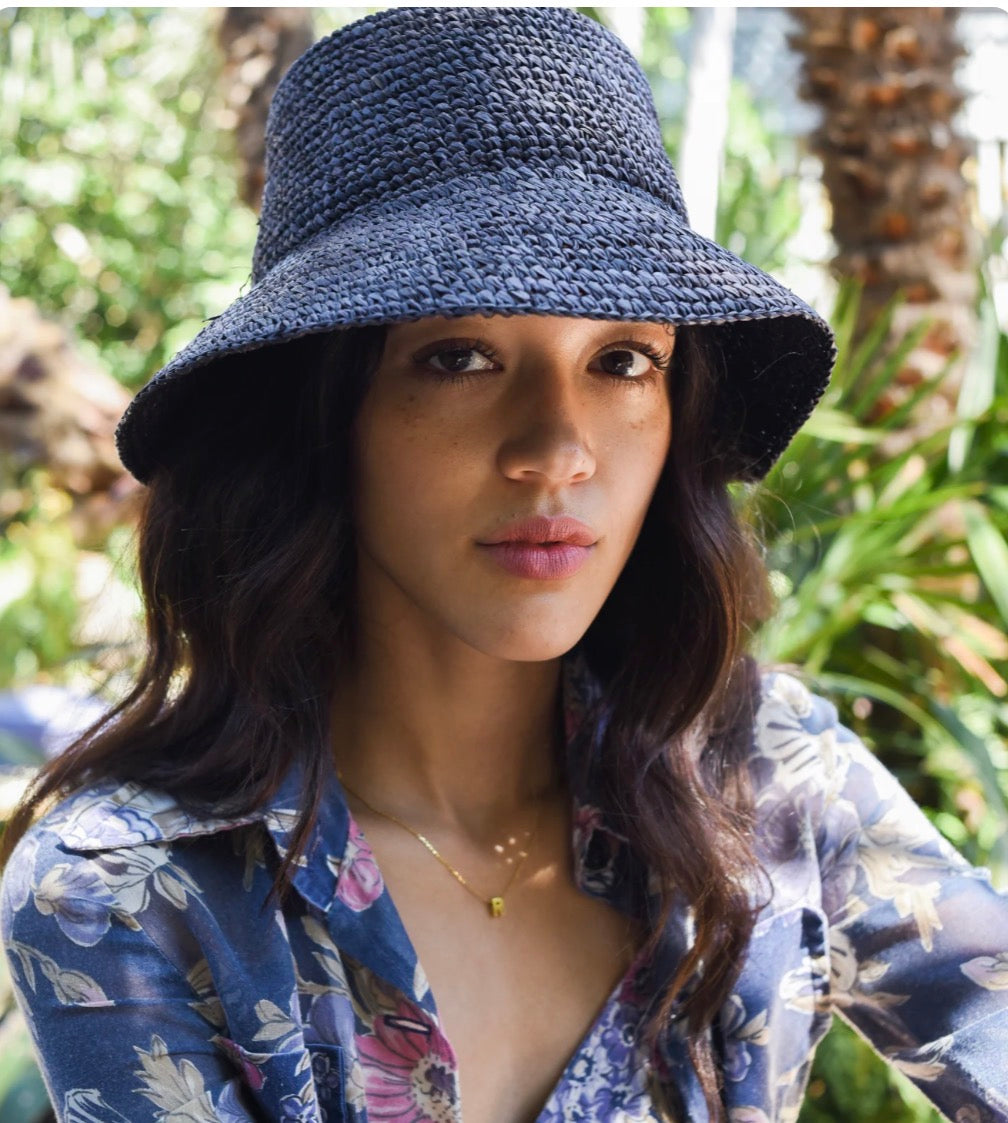 Tali raffia bucket dark blue