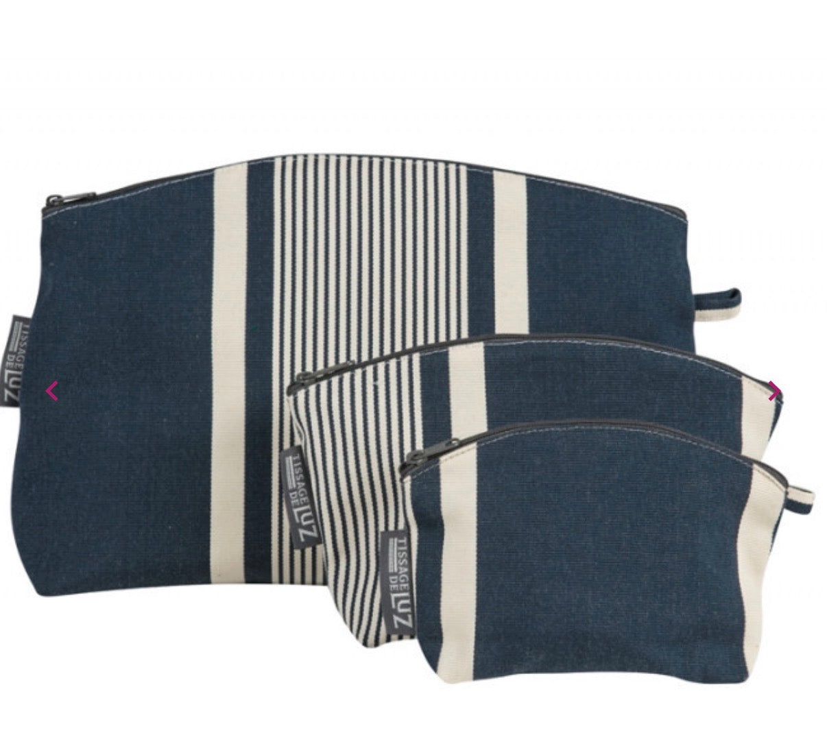 French cosmetic bags denim