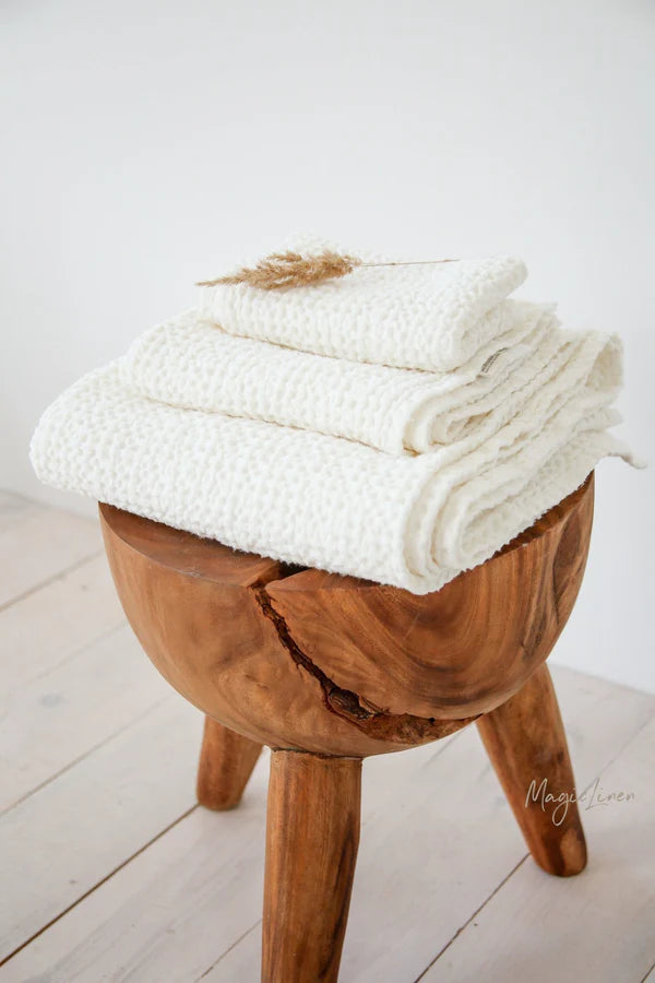 White Linen Waffle Towel Set