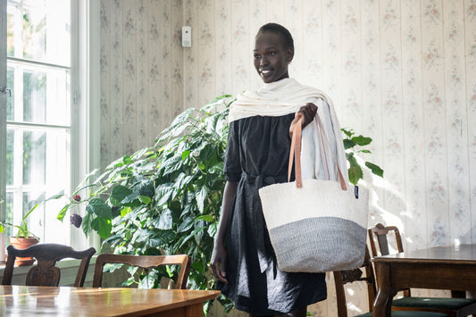 Shopper basket/Natural and light greyM