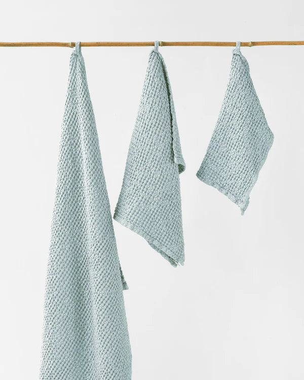 Light Blue Linen Waffle Towel Set