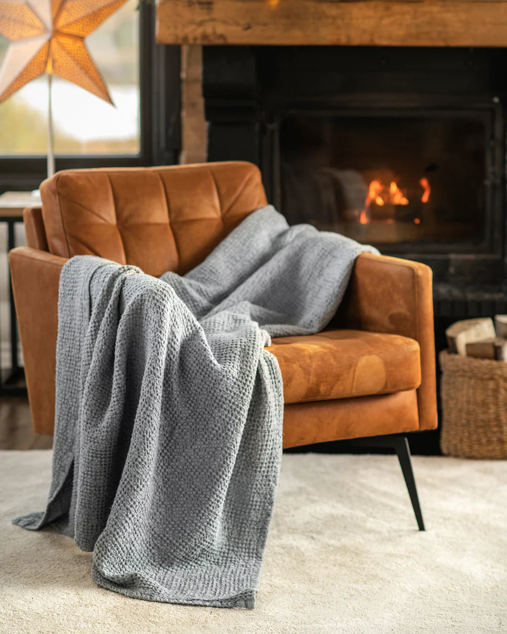 Linen Cotton Waffle Throw