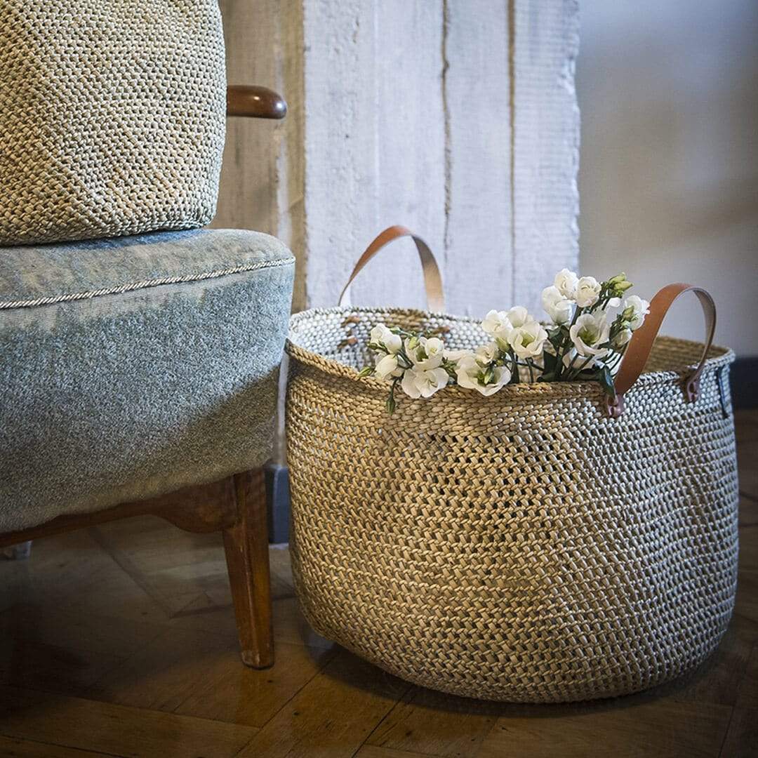 Floor basket with handles/Natural open weave XXL