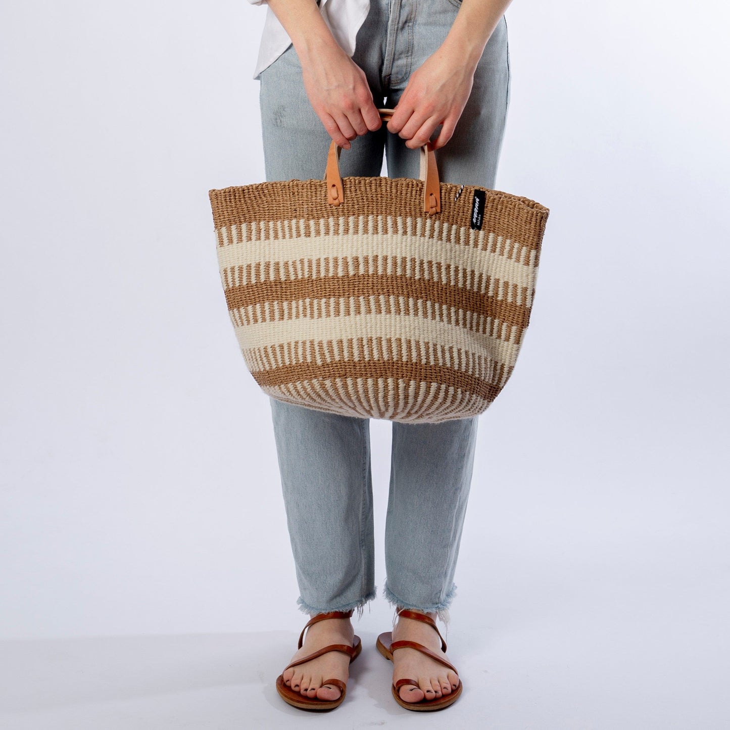 Market Basket | White Rib Weave M