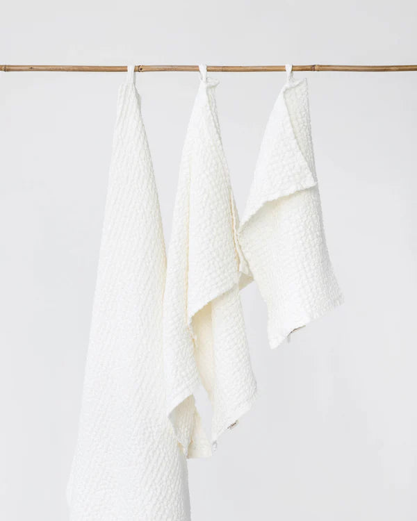 White Linen Waffle Towel Set