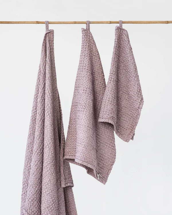 Rose Linen Waffle Towel Set